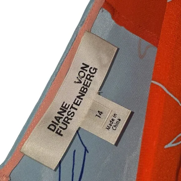 Diane Von Furstenberg Women's Silk Fenelon Print Bias Midi Dress Sz 14 NWOT - Picture 11 of 12